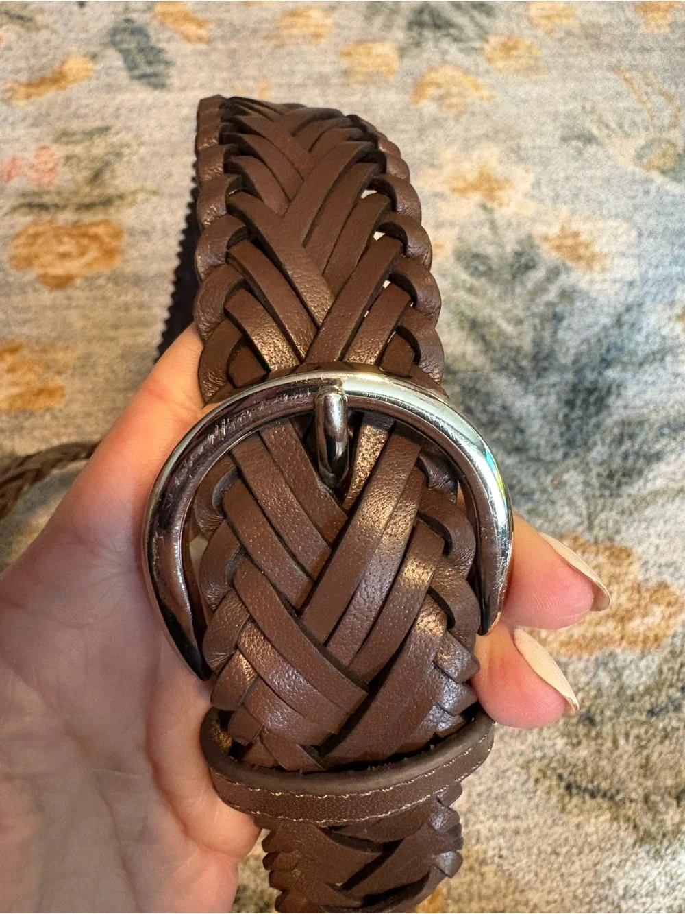 JCREW 100% Buffalo Leather Braided Belt 2024 Brown L/XL - Picture 7 of 8